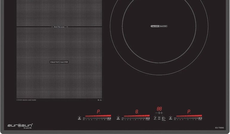 Bếp từ 3 vùng nấu Eurosun EU-T906G sử dụng điện năng nên rất an toàn