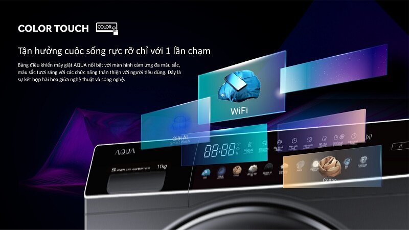 Máy Giặt Sấy Aqua Inverter AQD-DH1300H.PS bảng điều  khiển