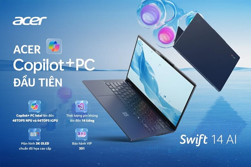 Swift 14 AI được trang bị bộ vi xử lý Intel Core Ultra Series 2 mới nhất
