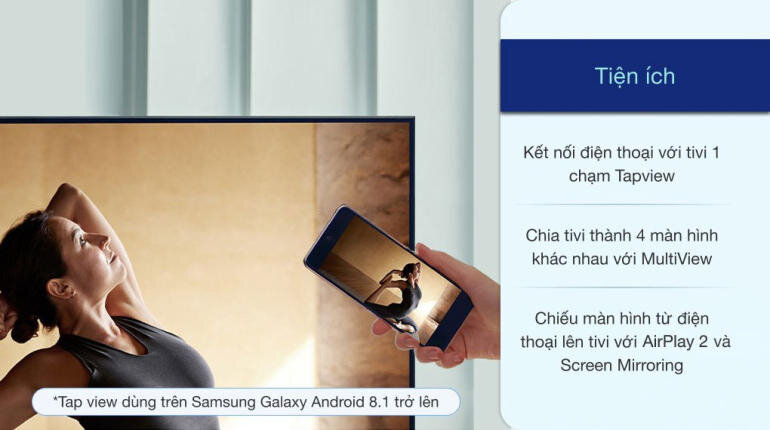 Tivi Samsung QA55LS03B giúp đồng bộ điện thoại với tivi