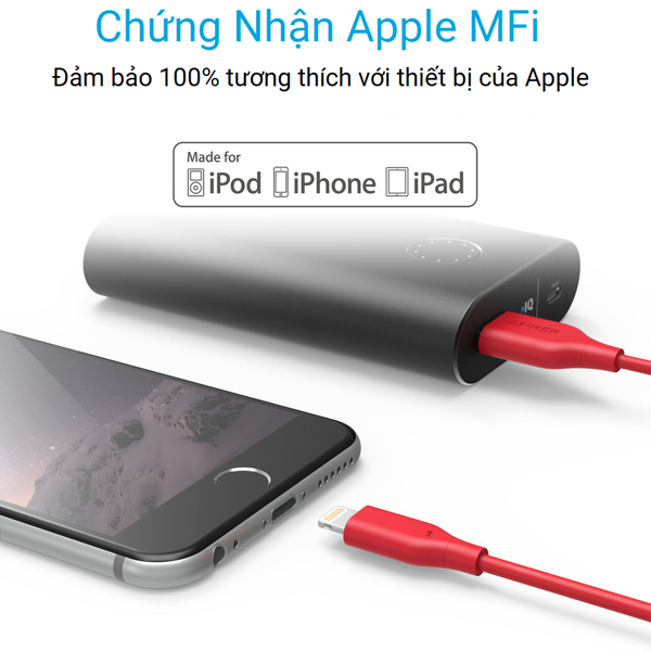 Cáp Lightning Anker Powerline - Dài 1.8m - A8112 Cáp Lightning Anker Powerline - Dài 1.8m - A8112