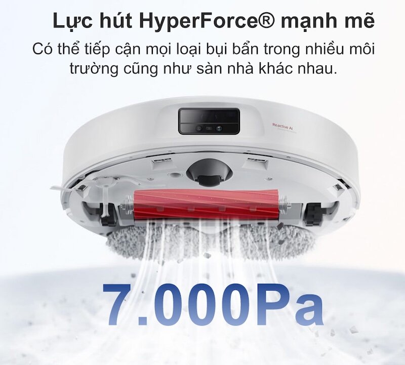 Roborock Q Revo MaxV có khả năng hút mạnh với công suất lên đến 7000 Pa