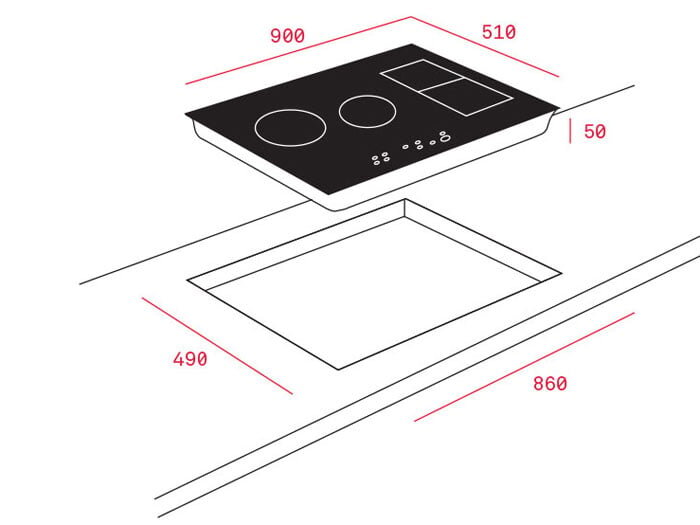 Kích thước lắp đặt bếp từ  Bếp điện từ