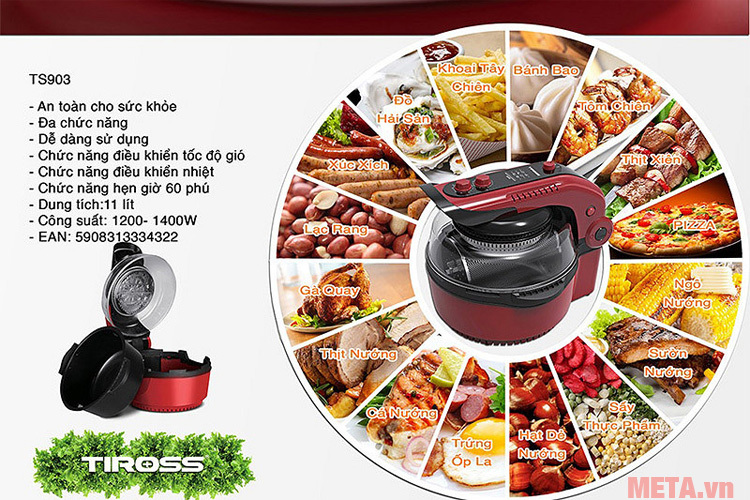 Nồi chiên chân không đa năng Tiross TS903 (11 lít) Nồi chiên chân không đa năng Tiross TS903 (11 lít)