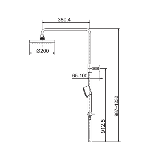 Bản vẽ kỹ thuật vòi sen cây tắm đứng AMERICAN STANDARD A-6110.978.904
