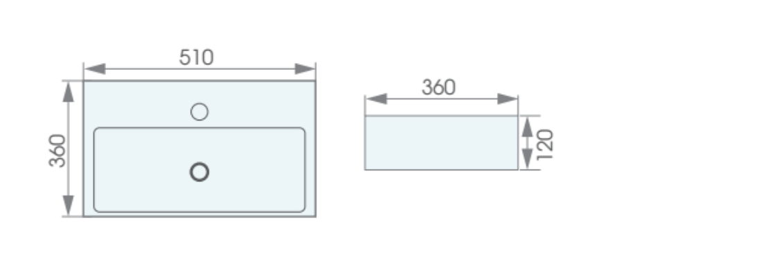 Bản vẽ kỹ thuật chậu rửa mặt ATMOR AT414 treo tường