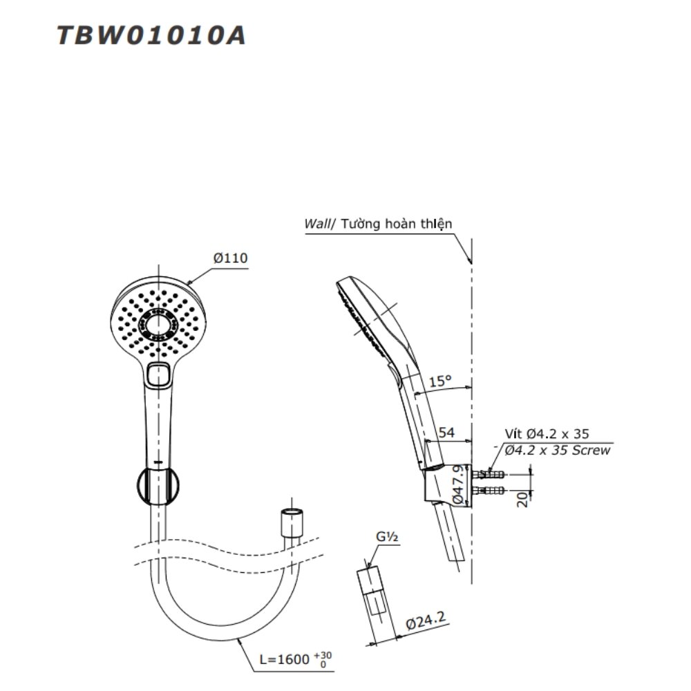 Bản vẽ kỹ thuật bộ sen cây nóng lạnh TOTO TBW01001BA/TBS02302V/TBW01010A