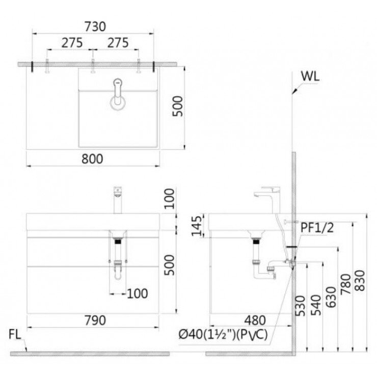 Bản vẽ kỹ thuật 2D bồn chậu lavabo đặt bàn CAESAR LF5384