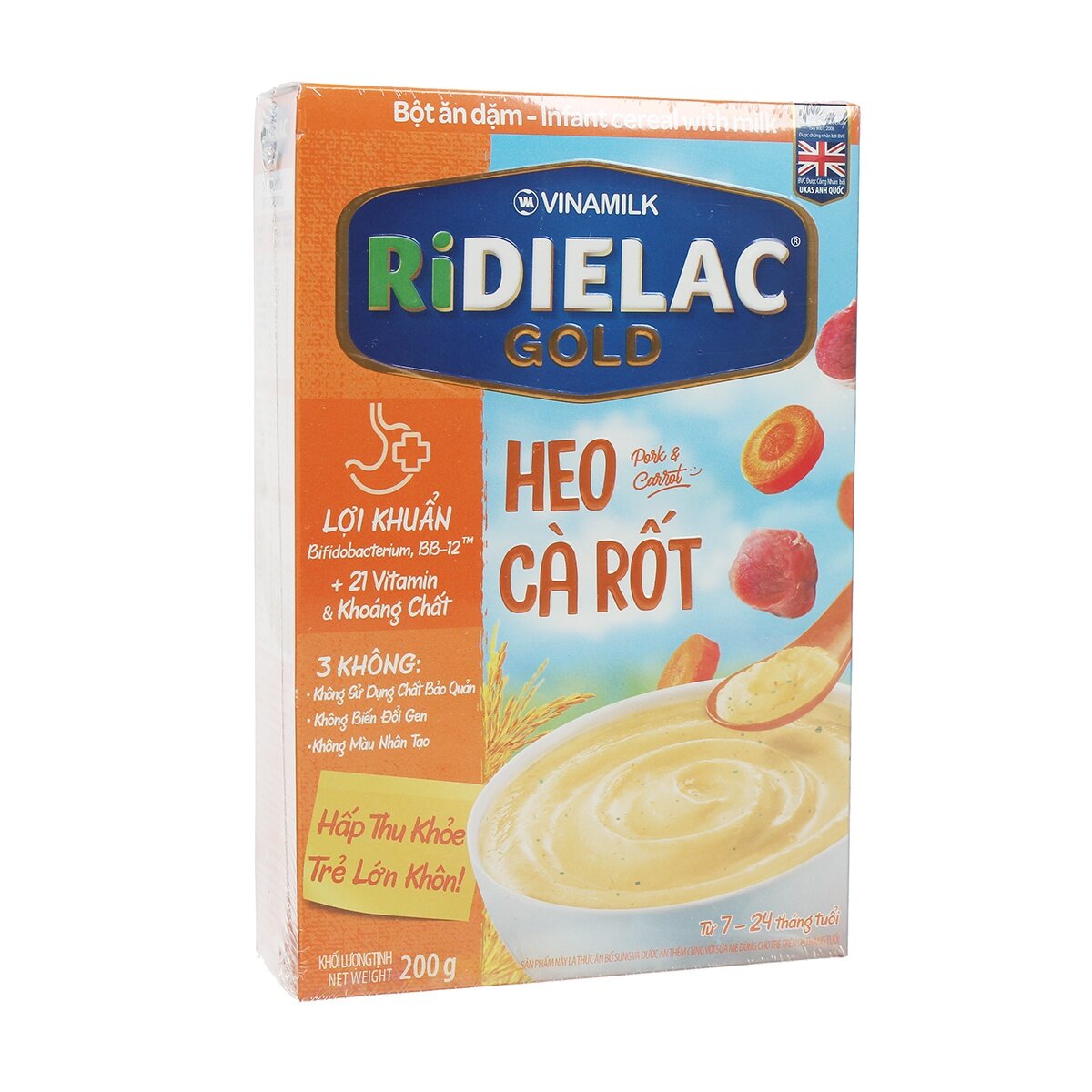 Bột ăn dặm Ridielac Gold vị heo cà rốt 200g - bao bì cũ