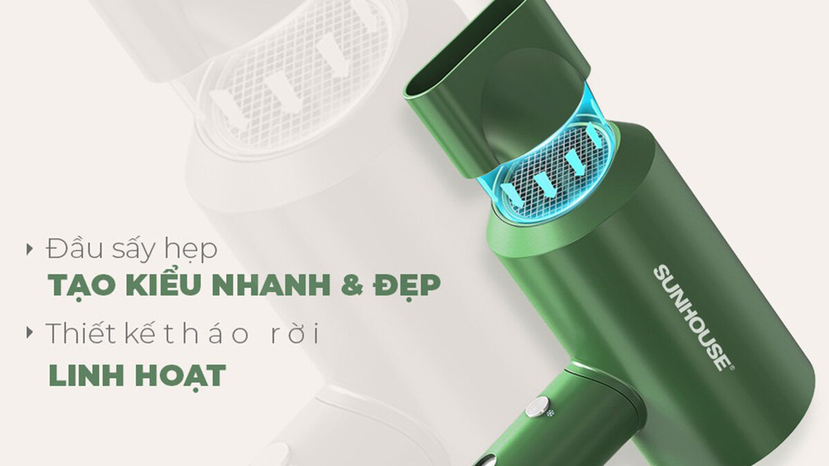 Sunhouse SHD2315B trang bị đầu sấy hẹp tạo kiểu nhanh và đẹp