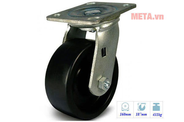 Bánh xe cao su chịu nhiệt xoay Ethos 491XHQ160P45 (431kg)