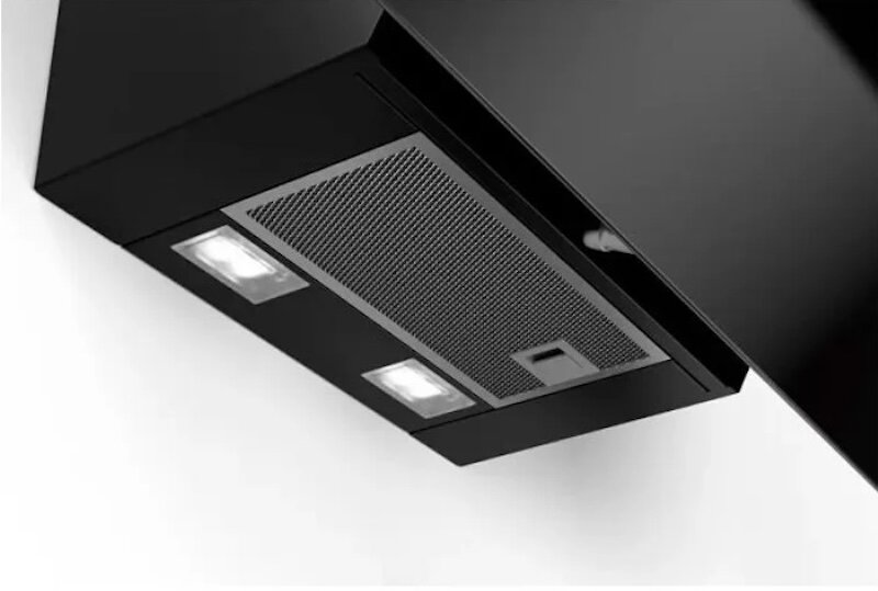 Máy hút mùi kính vát Bosch DWK87EM60B có hệ thống đèn LED chiếu sáng (Ảnh: Bosch).