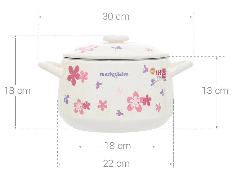 Nồi tráng men đáy từ 22 cm cao cấp Fujihoro MCPV-22DW Nồi tráng men đáy từ 22 cm cao cấp Fujihoro MCPV-22DW