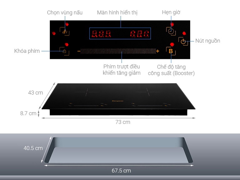 Bếp từ âm 2 vùng nấu Kangaroo KG856i Bếp từ âm 2 vùng nấu Kangaroo KG856i