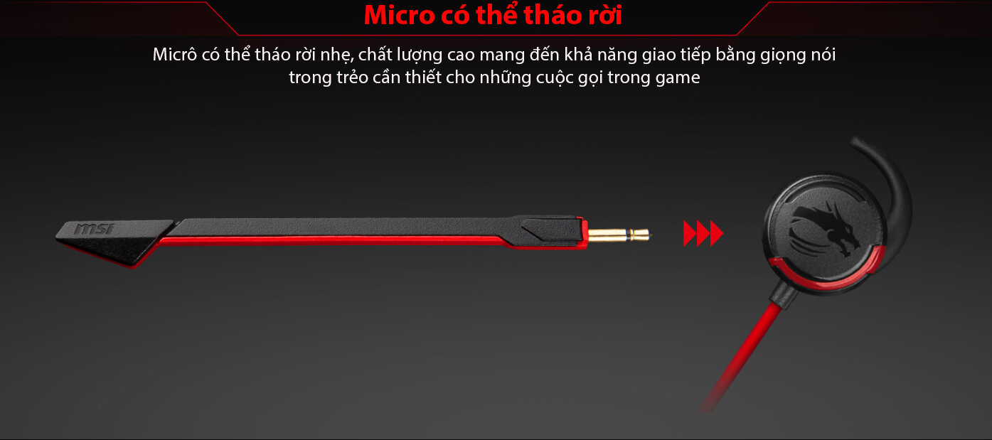 Tai nghe gaming có dây MSI Immerse GH10 (màu đỏ đen) 5