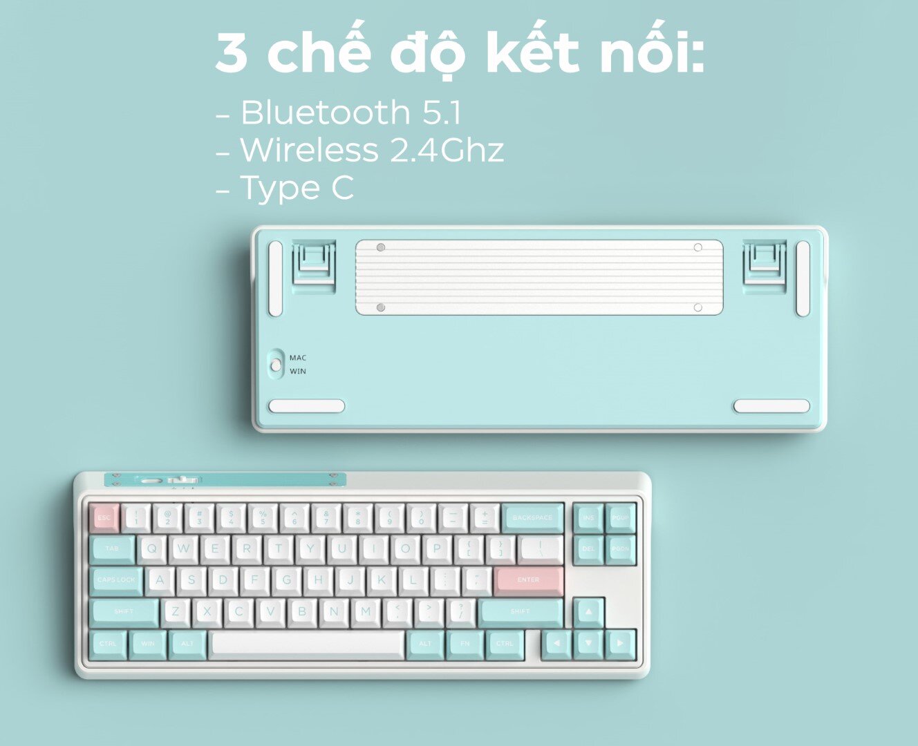 Bàn phím cơ Không dây FL-Esport CMK68 SAM Marshmallow RGB