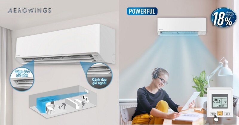 Điều hoà Panasonic Inverter 24000 BTU 1 chiều CU/CS-RU24AKH-8 cánh quạt gió