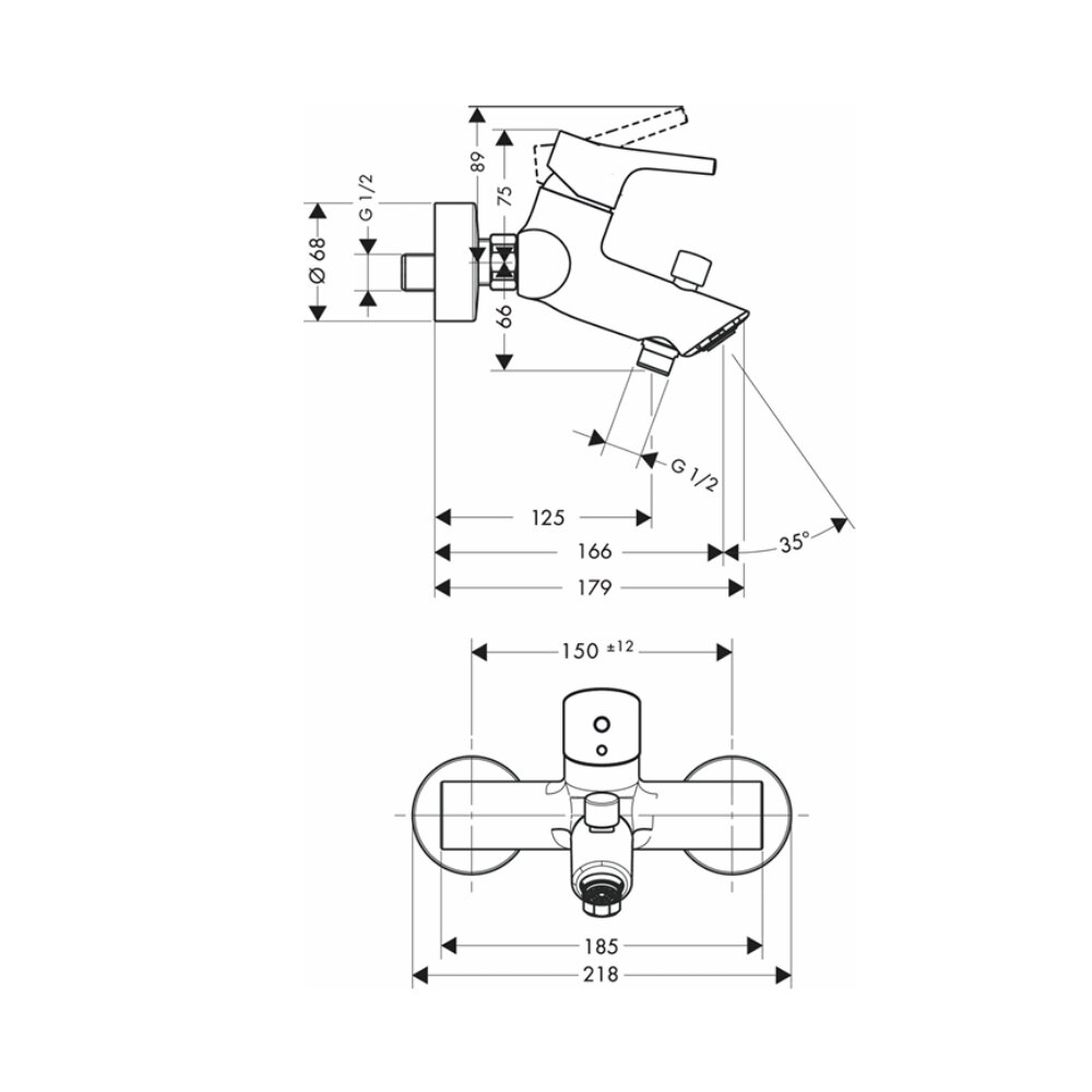 Bản vẽ kỹ thuật của củ sen tắm nóng lạnh Talis S Hansgrohe 72400000