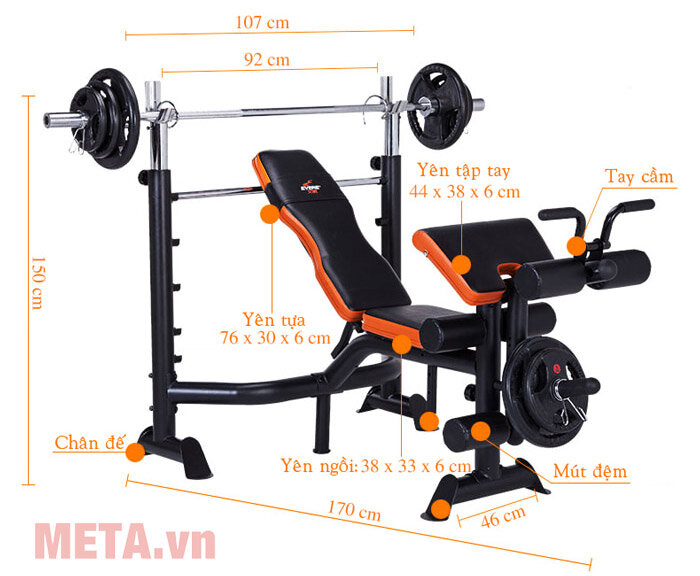 Ghế tập tạ đa năng GM 4380