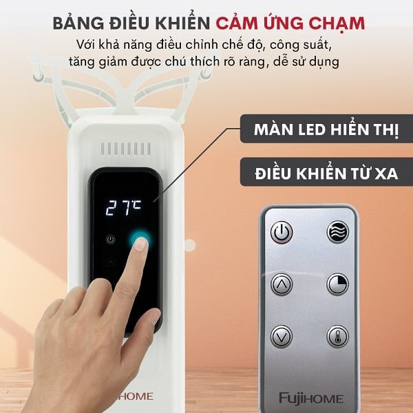 Máy sưởi dầu FujiHome 13 thanh OH8613 được trang bị bảng điều khiển điện tử thông minh  Máy sưởi dầu FujiHome 13 thanh OH8613 được trang bị bảng điều khiển điện tử thông minh