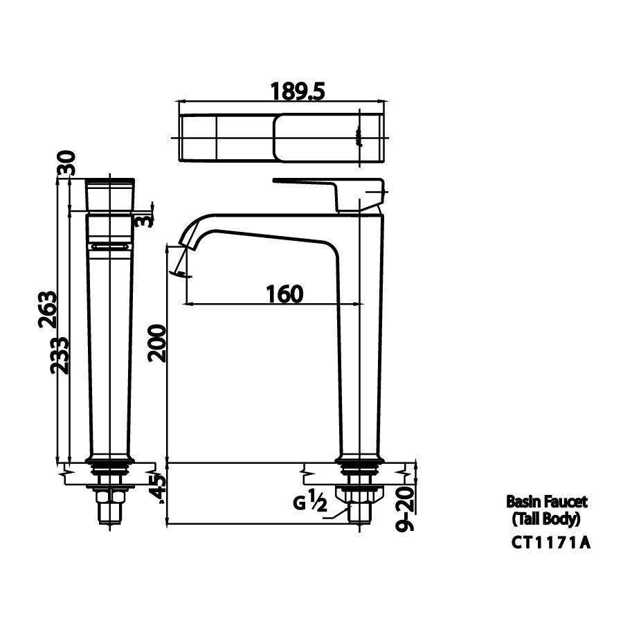 Bản vẽ kỹ thuật vòi lavabo lạnh COTTO CT1171A