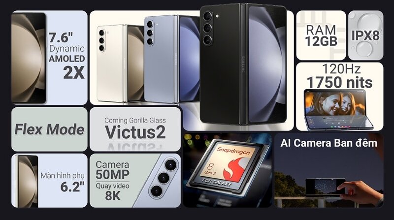 Điện thoại Samsung Galaxy Z Fold5 5G 1TB pin