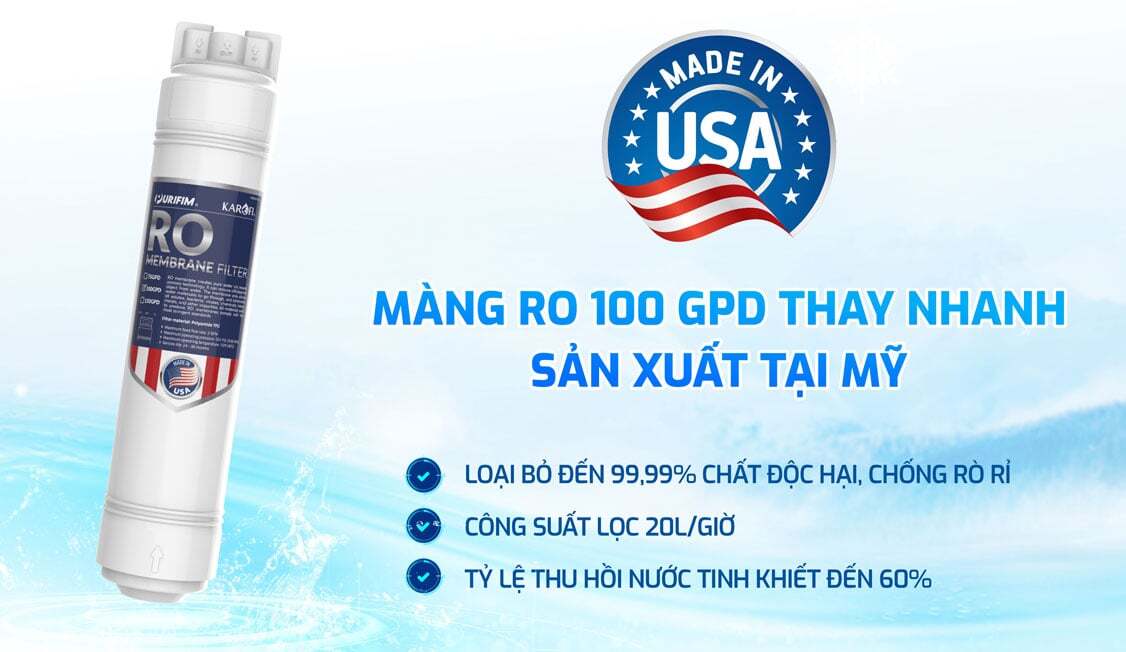 Màng RO sản xuất tại Mỹ Karofi KAD-D66S PRO