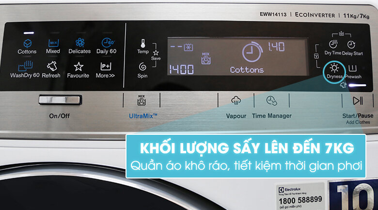 Máy giặt sấy Electrolux inverter 11 kg EWW14113 Máy giặt sấy Electrolux inverter 11 kg EWW14113
