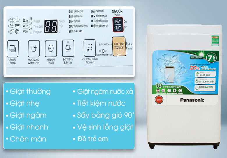 Máy giặt Panasonic 7.6 kg NA-F76VG7WCV Máy giặt Panasonic 7.6 kg NA-F76VG7WCV