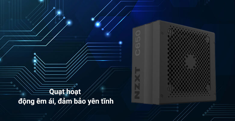 Nguồn/ Power NZXT C650W 80 Gold | Quạt hoạt động êm ái, đảm bảo yên tĩnh