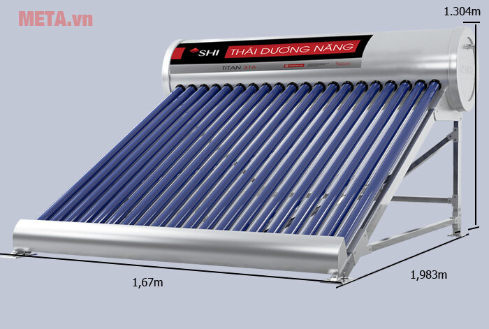Máy nước nóng năng lượng mặt trời Thái dương năng Titan 316 18 ống - 200 lít
