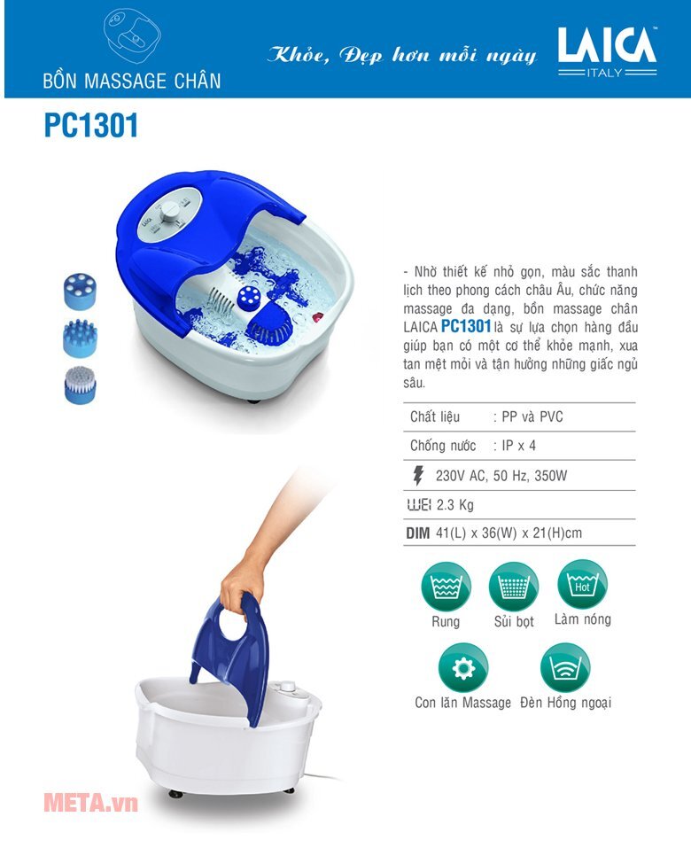 Bồn massage chân hồng ngoại Laica PC1301