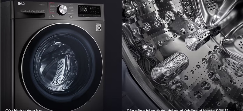Máy giặt lồng ngang LG Inverter 12Kg FV1412S3B 2 Máy Giặt LG Inverter 12Kg FV1412S3B lồng giặt cao cấp