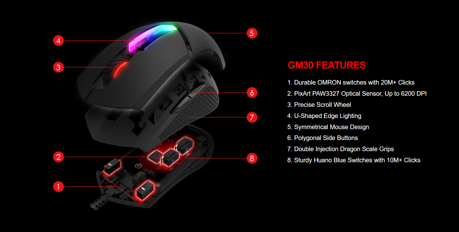 Chuột game MSI Clutch GM30 đen (USB/RGB) 7