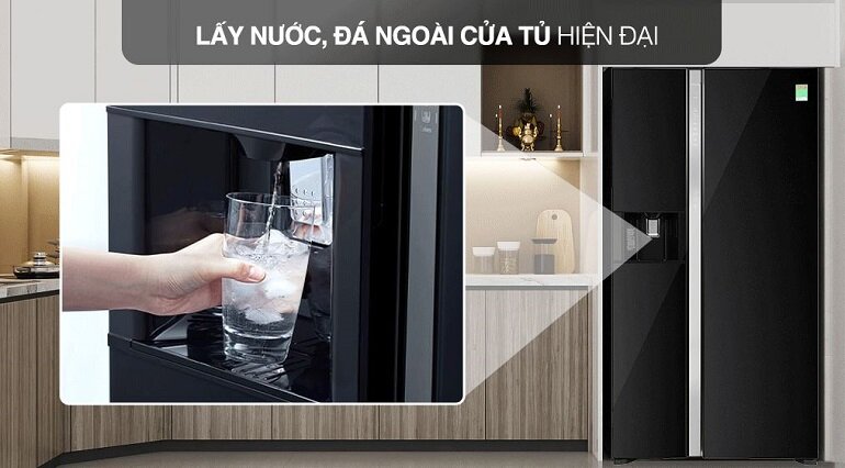 Tiện ích lấy đá bên ngoài của tủ lạnh Hitachi Inverter 573 lít R-SX800GPGV0