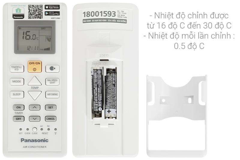 Điều hòa Panasonic Inverter 2 chiều 18000 BTU CU/CS-YZ18AKH-8 gas R-32 4 Điều hòa Panasonic Inverter 2 chiều 18000 BTU CU/CS-YZ18AKH-8 remote