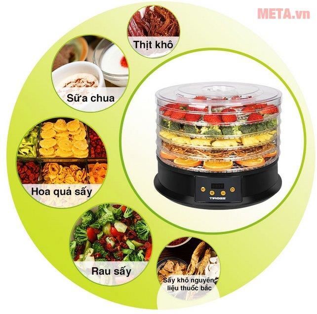 Máy sấy hoa quả, thực phẩm đa năng Tiross TS9682 Máy sấy hoa quả, thực phẩm đa năng Tiross TS9682