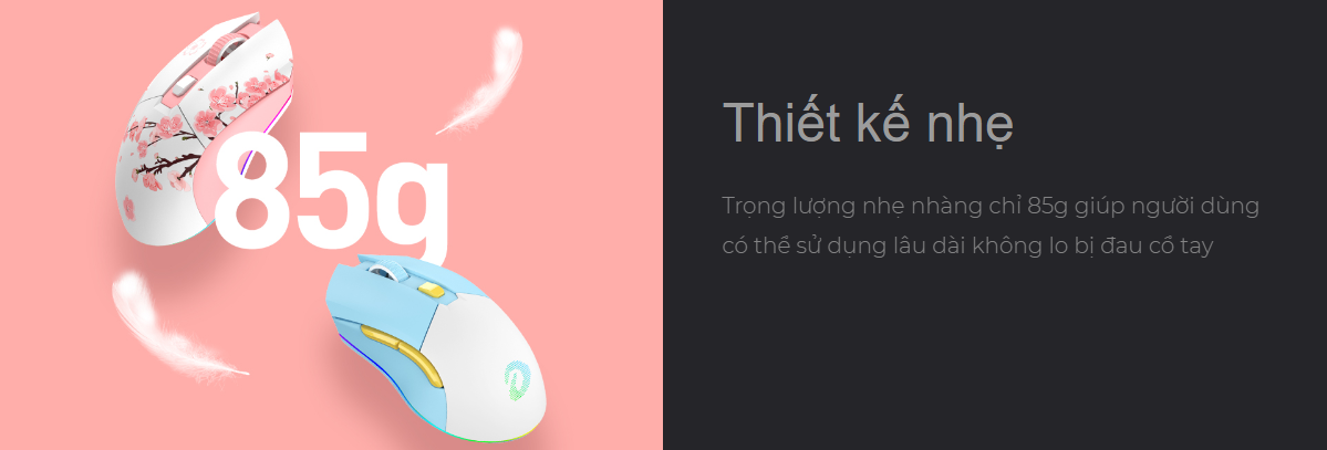 Chuột Gaming không dây Dareu EM901X Pink Led RGB 2