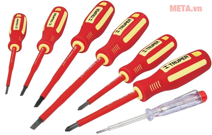Bộ tuốc nơ vít dẹp và bake 7 cây cách điện 1000V Truper 14196 (DTJ-7D) Bộ tuốc nơ vít dẹp và bake 7 cây cách điện 1000V Truper 14196 (DTJ-7D)
