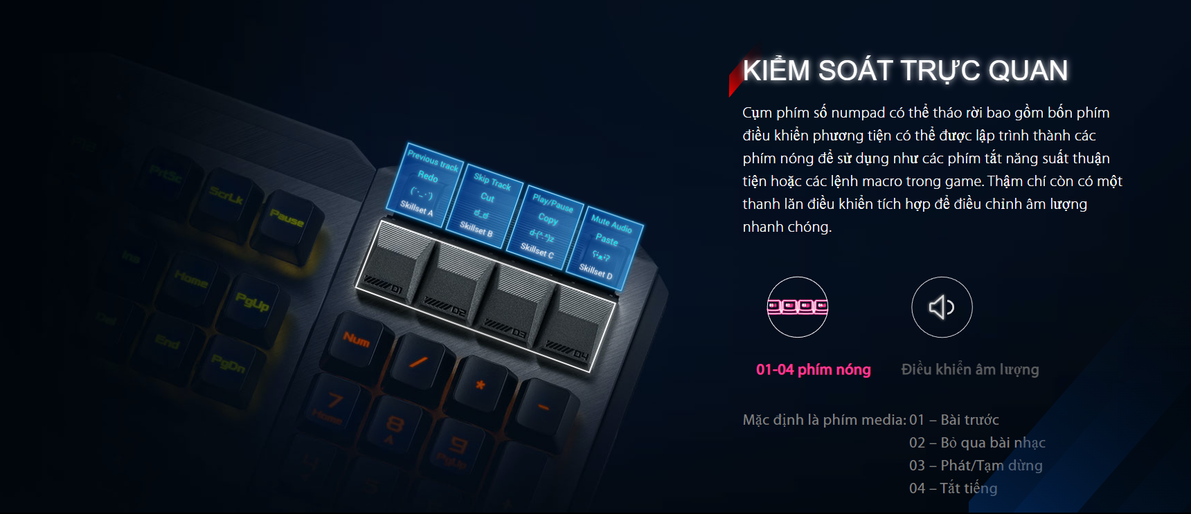 Bàn phím cơ không dây Asus ROG Claymore II (RGB RX optical Blue sw) 