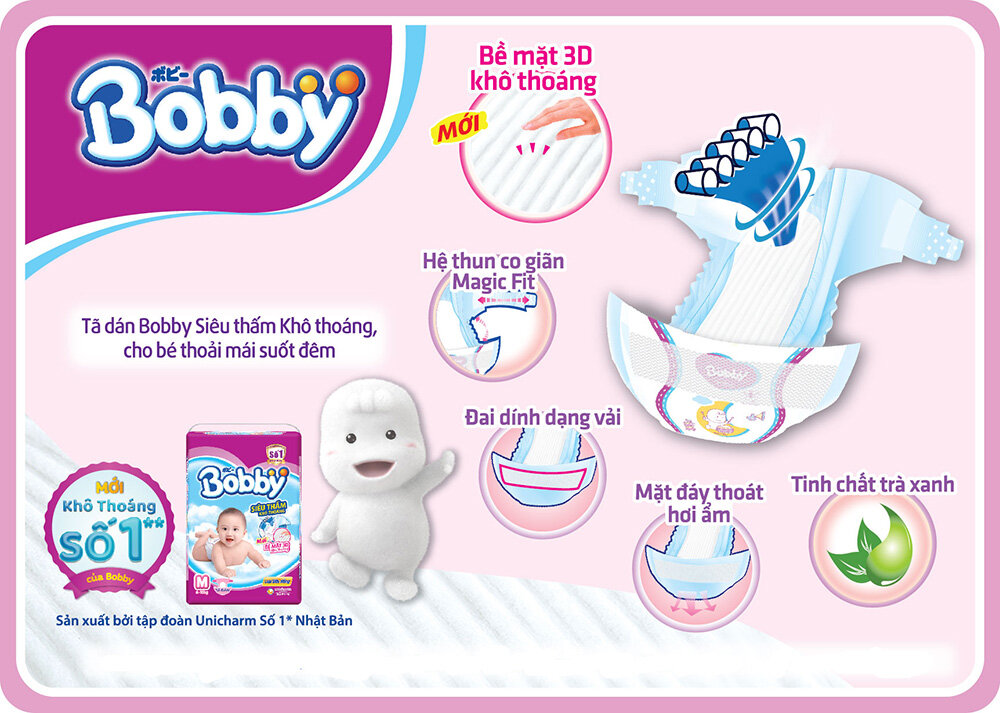  Bỉm - Tã dán Bobby size Newborn XS 36 miếng (cho bé ~ 5kg)