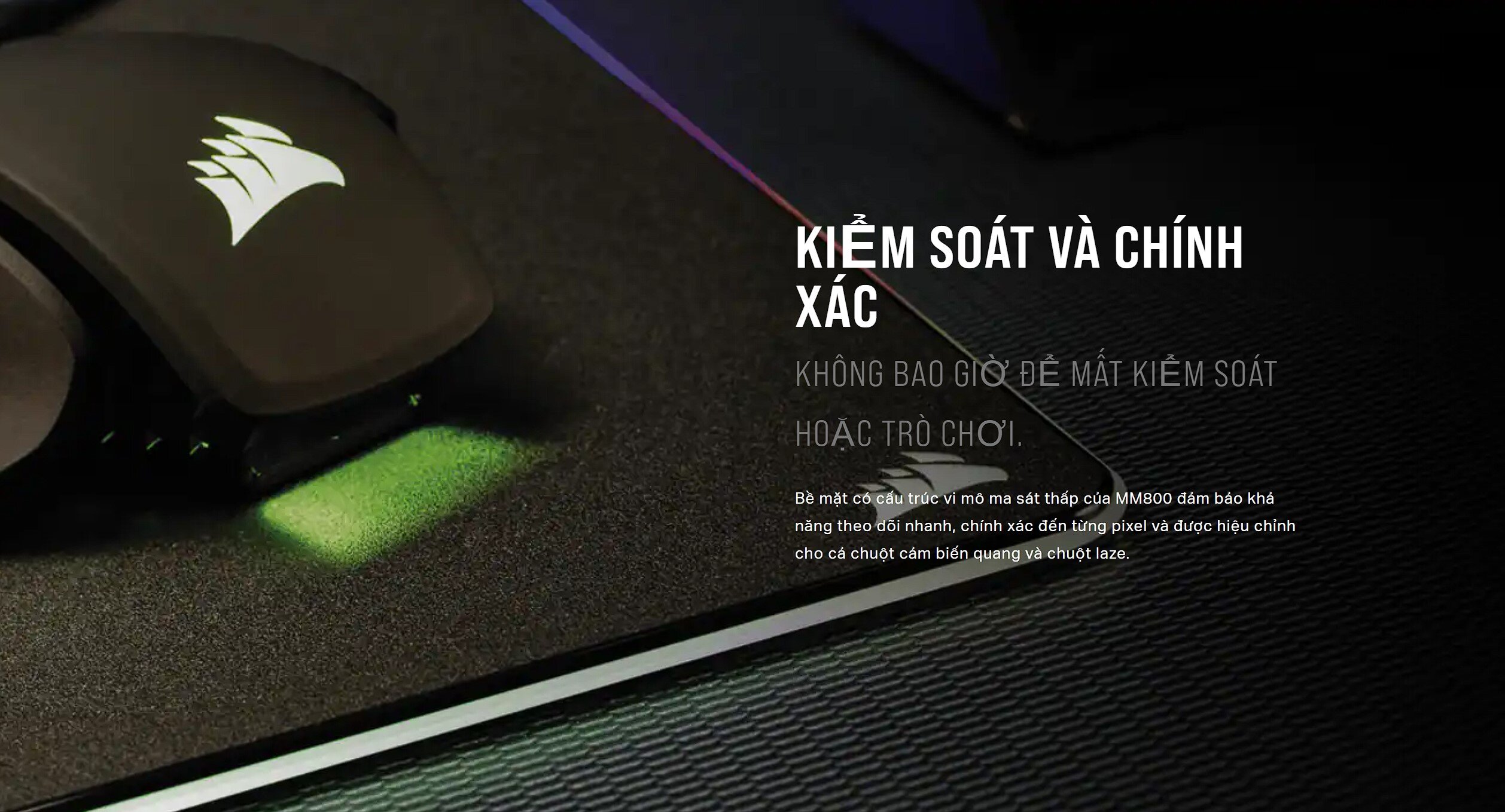 Bàn di chuột Corsair MM800 POLARIS RGB CH-9440020-AP (350mm x 260mm x 5mm)