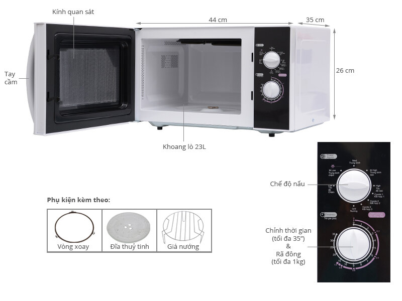 Lò vi sóng Sanyo EM-G3133W 23 lít