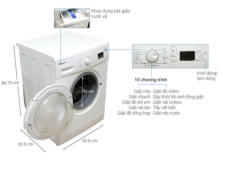 Máy giặt Panasonic 8 kg NA-108VK5WVT Máy giặt Panasonic 8 kg NA-108VK5WVT