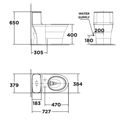 Bản vẽ kỹ thuật bồn cầu 1 khối American Standard WP-1880N