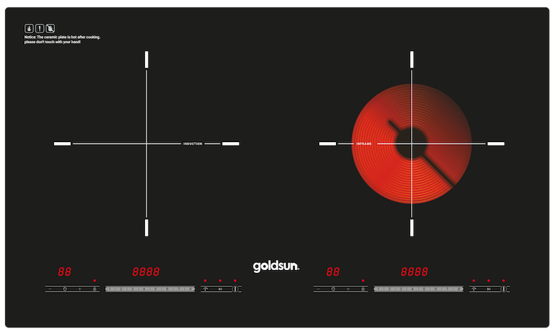 Bếp từ hồng ngoại Goldsun GDX7640 có thiết kế sang trọng và tối giản với tông màu đen tinh tế