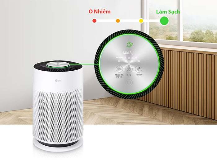 Máy có cảnh báo tình trạng không khí qua đèn báo Máy có cảnh báo tình trạng không khí qua đèn báo