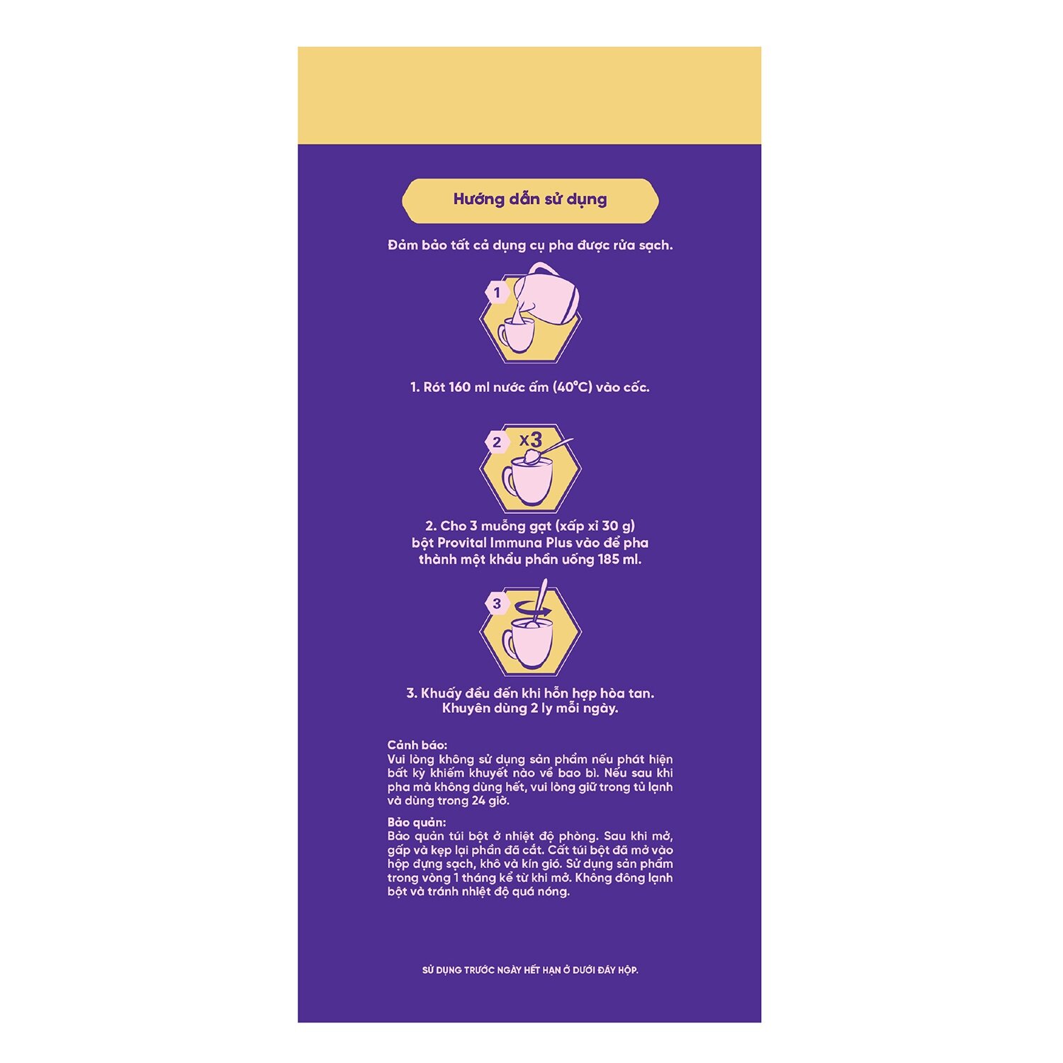 Cách pha thực phẩm bổ sung Provital Immuna Plus 960g