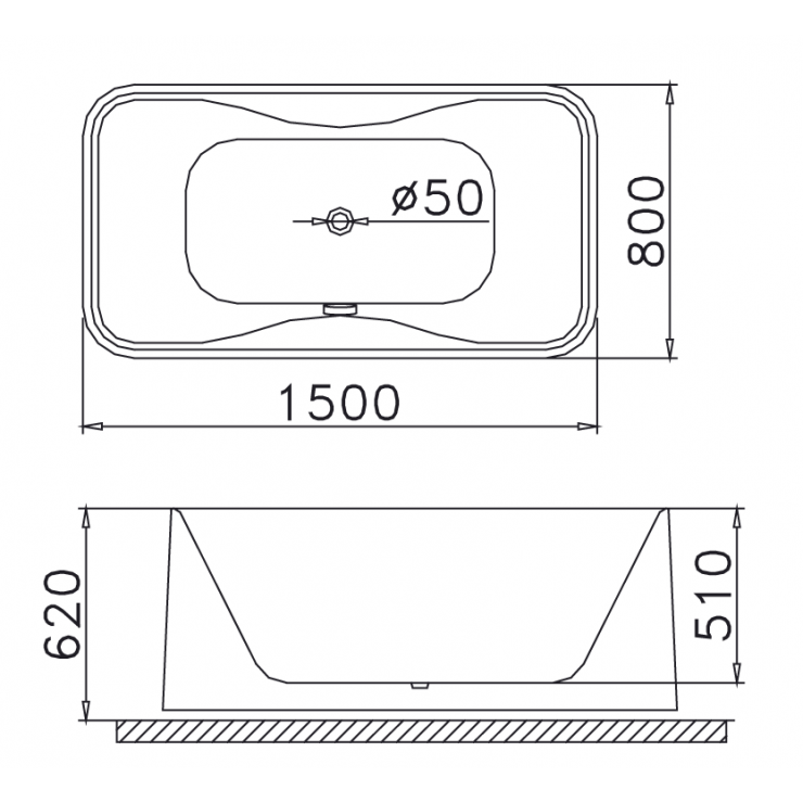 Bản vẽ kỹ thuật bồn tắm lập thể 1.4M Caesar AT0950