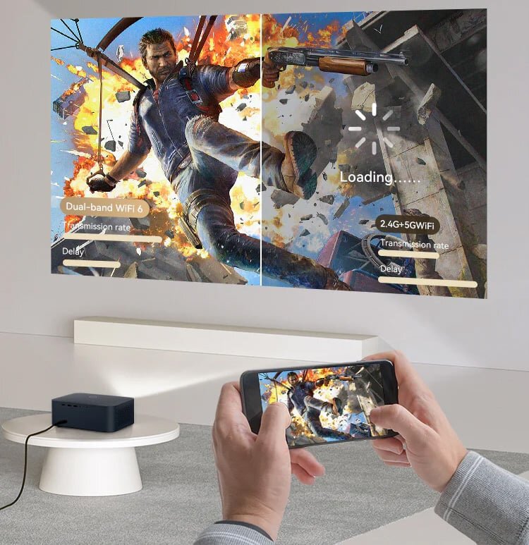 Trình chiếu mượt mà với khả năng kết nối không dây  Máy chiếu mini Full HD Wanbo